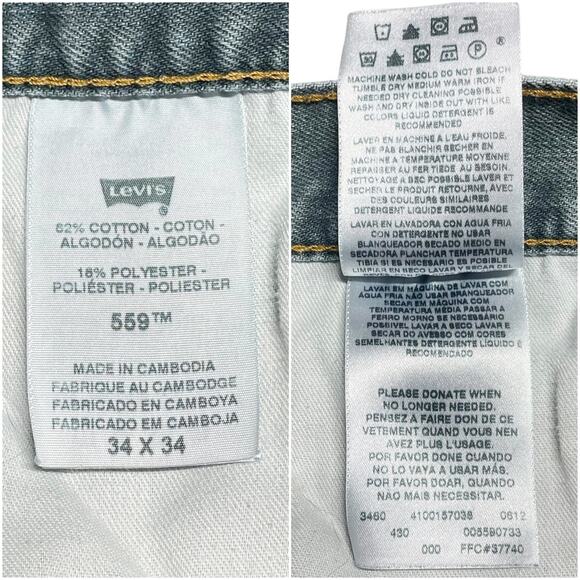 LEVI'S 559 Relaxed Straight Jeans in Faded Gray-Teal Wash Size 34x34 - Picture 6 of 7